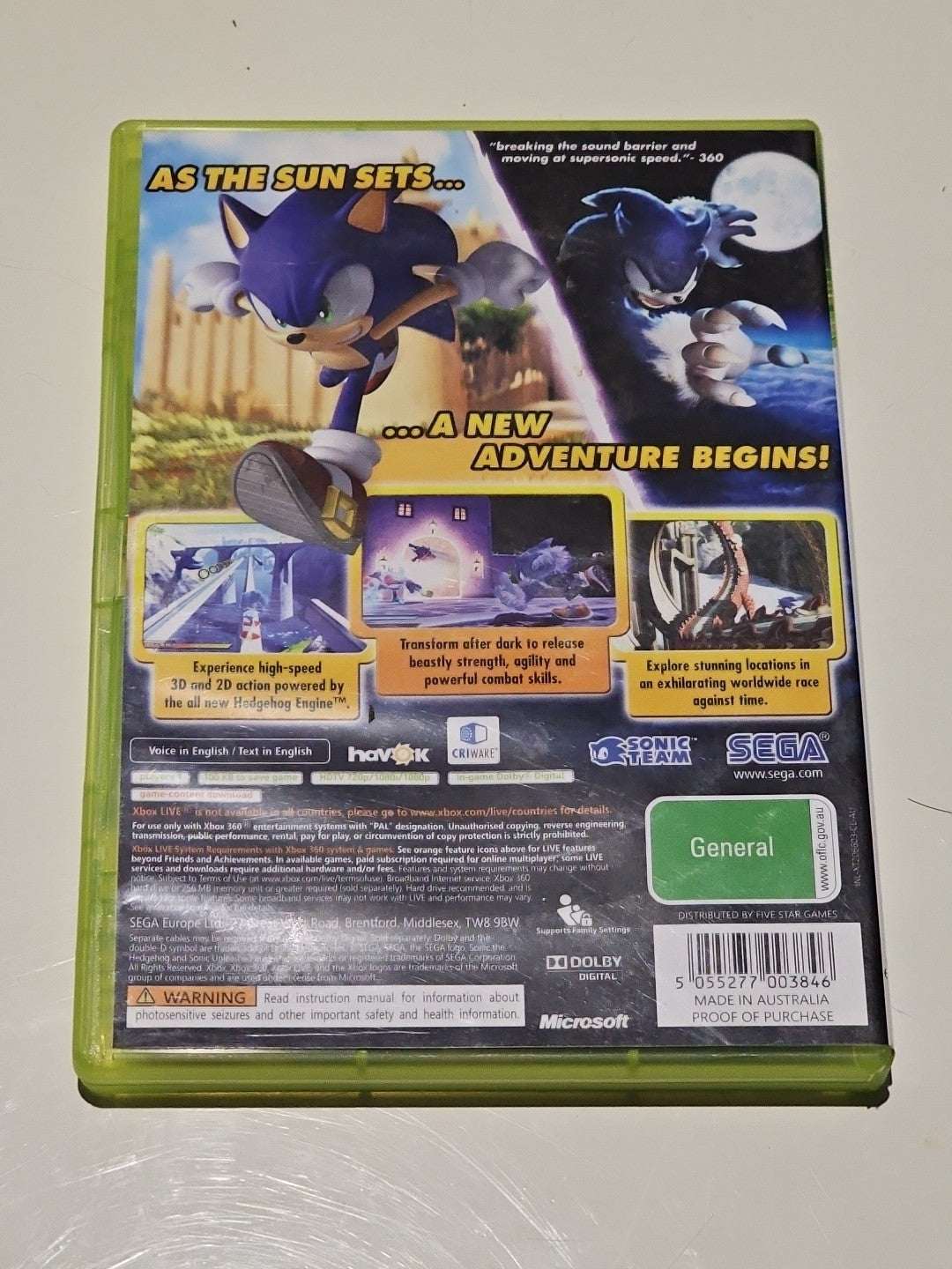 SONIC UNLEASHED - INC MANUAL - XBOX 360 - GC Game Retro Exchange Australia