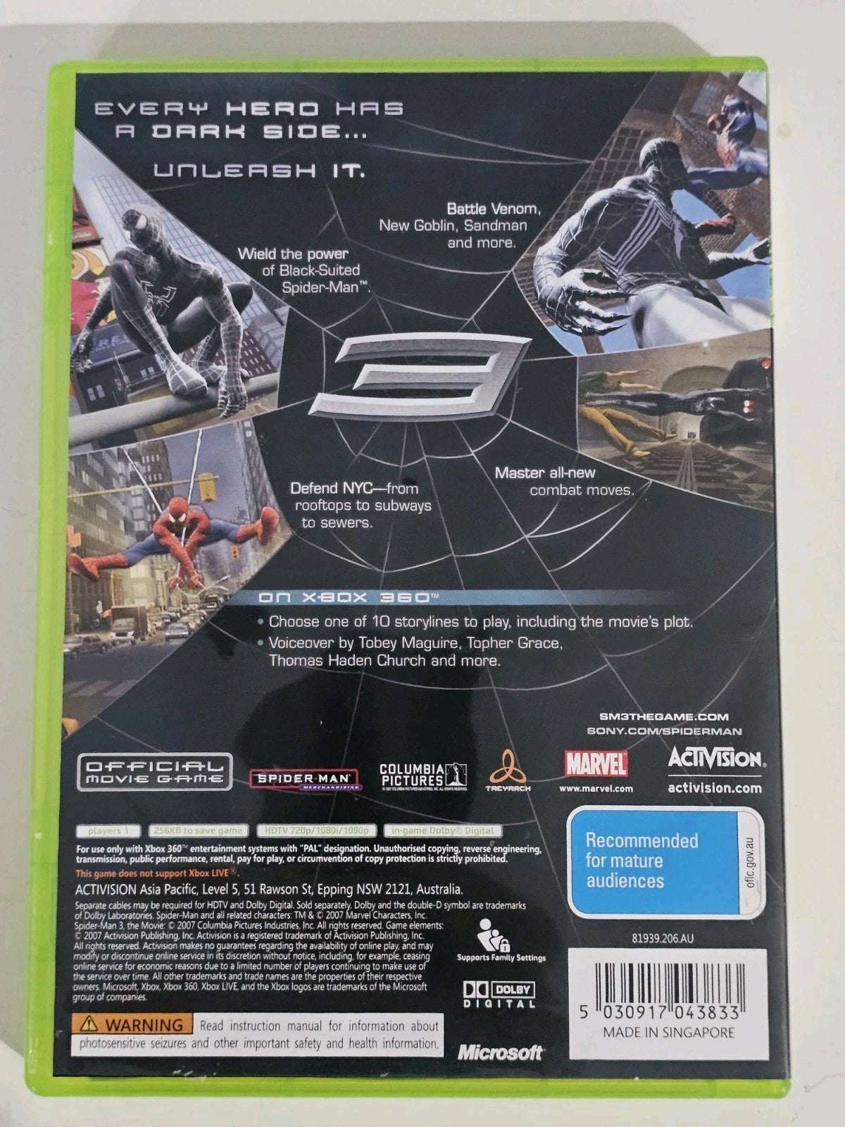 Spider-Man 3 - XBOX 360 Very Good condition Australian Dispatch Game Retro Exchange Australia