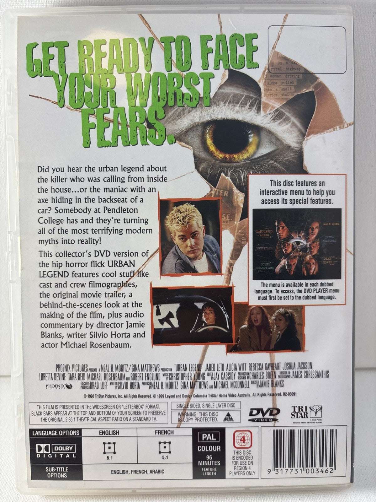 Urban Legend (DVD, 1998) Horror Region 4 Retro Exchange Australia