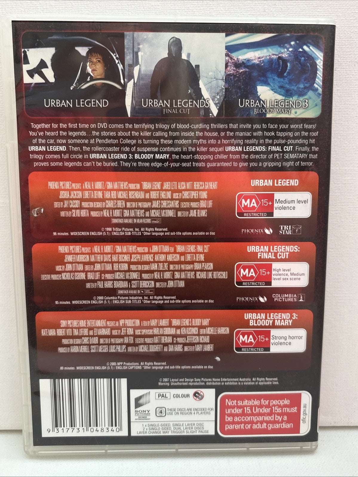 Urban Legend / Urban Legends - Final Cut / Urban Legends - Bloody Mary Horror Dvd Retro Exchange Australia