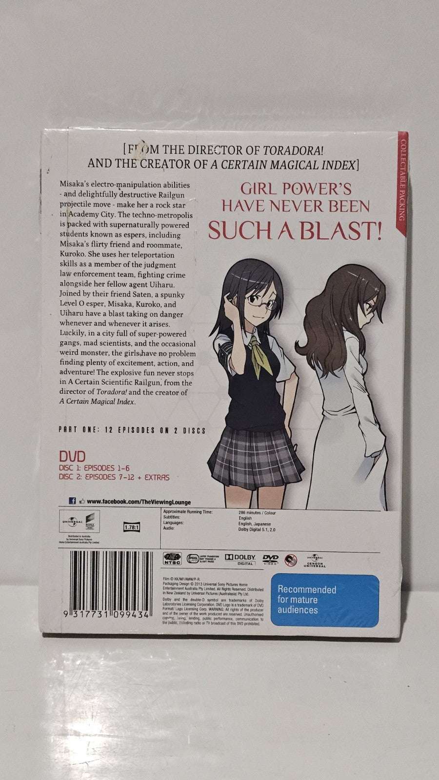 A Certain Magical Railgun: Season 1: Part 1 DVD - Region 2 & 4 Dvd Box Set Retro Exchange Australia