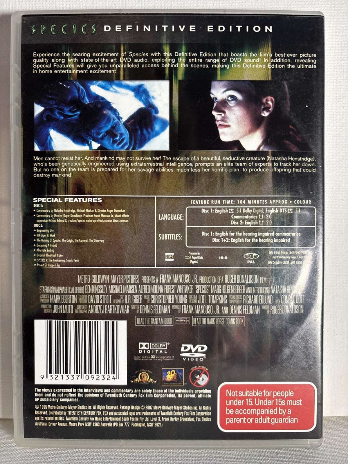 Species (Definitive Edition, DVD, 1995) Horror Region 4 Retro Exchange Australia