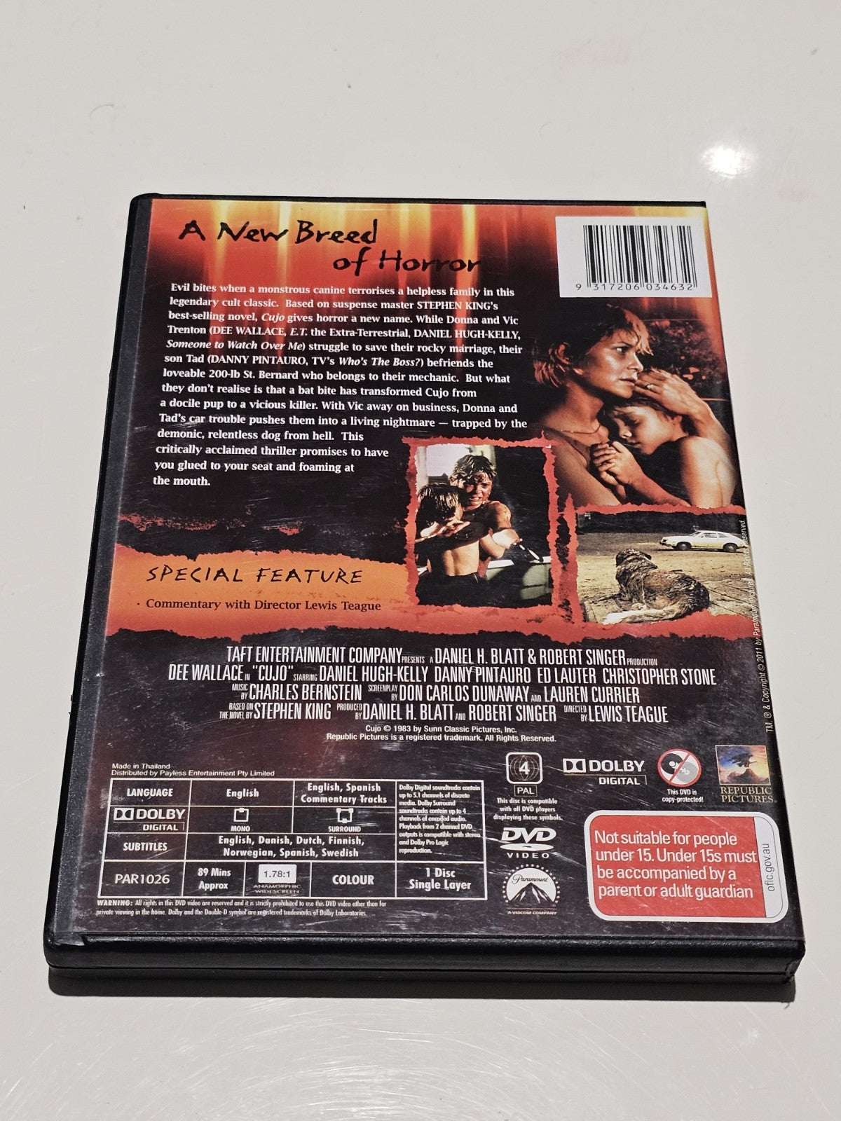Cujo (DVD, 1983) Dee Wallace, Daniel Hugh Kelly Retro Exchange Australia