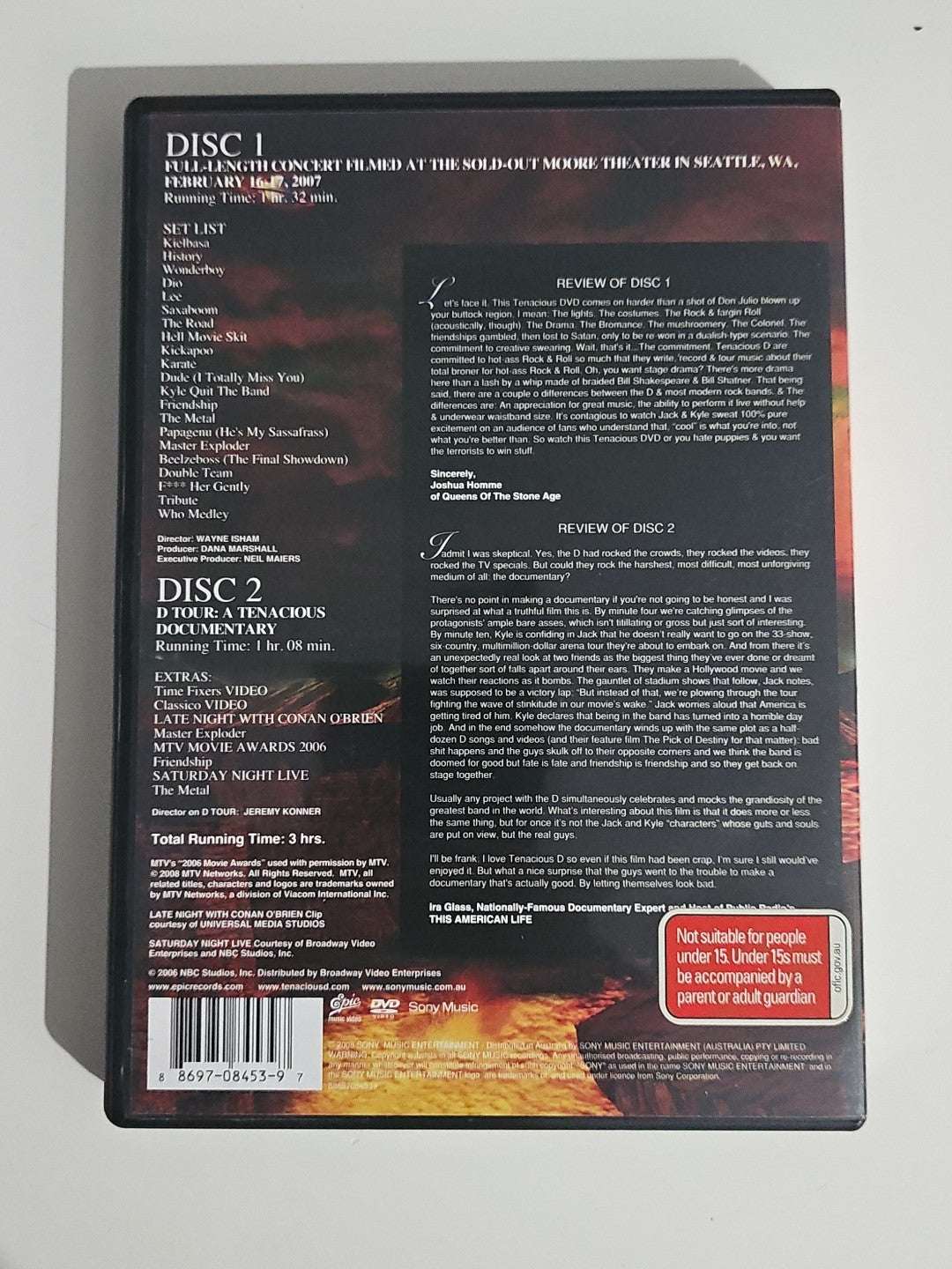 Tenacious D The Complete Master Works 2 (DVD, 2008) MUSIC Retro Exchange Australia