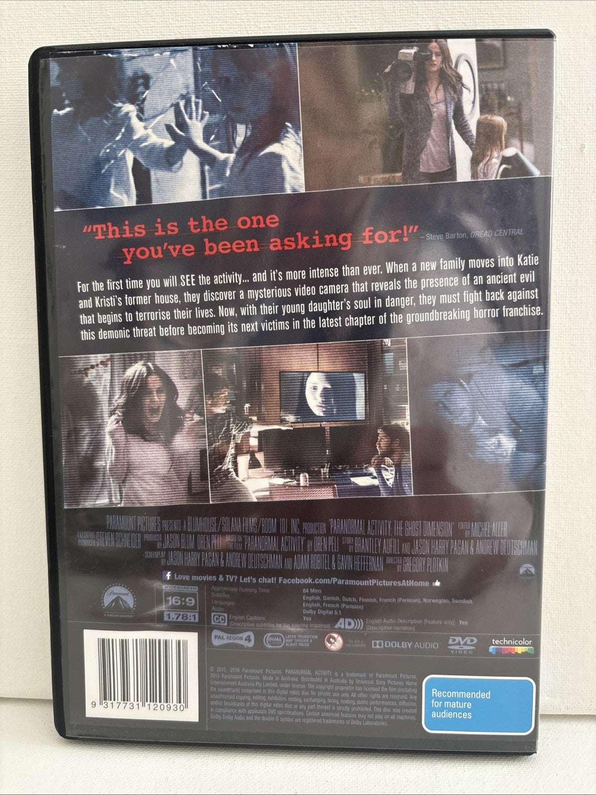 Paranormal Activity-The Ghost Dimension (DVD, 2015) Horror Region 4 Retro Exchange Australia