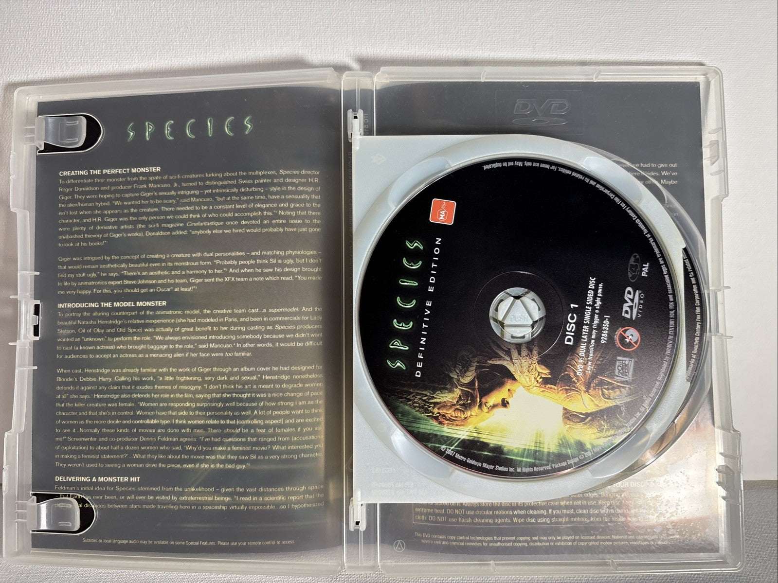 Species (Definitive Edition, DVD, 1995) Horror Region 4 Retro Exchange Australia