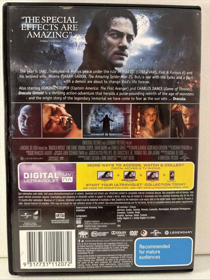 Dracula Untold (DVD, 2014) Horror Regions 2 4 & 5 | Retro Exchange