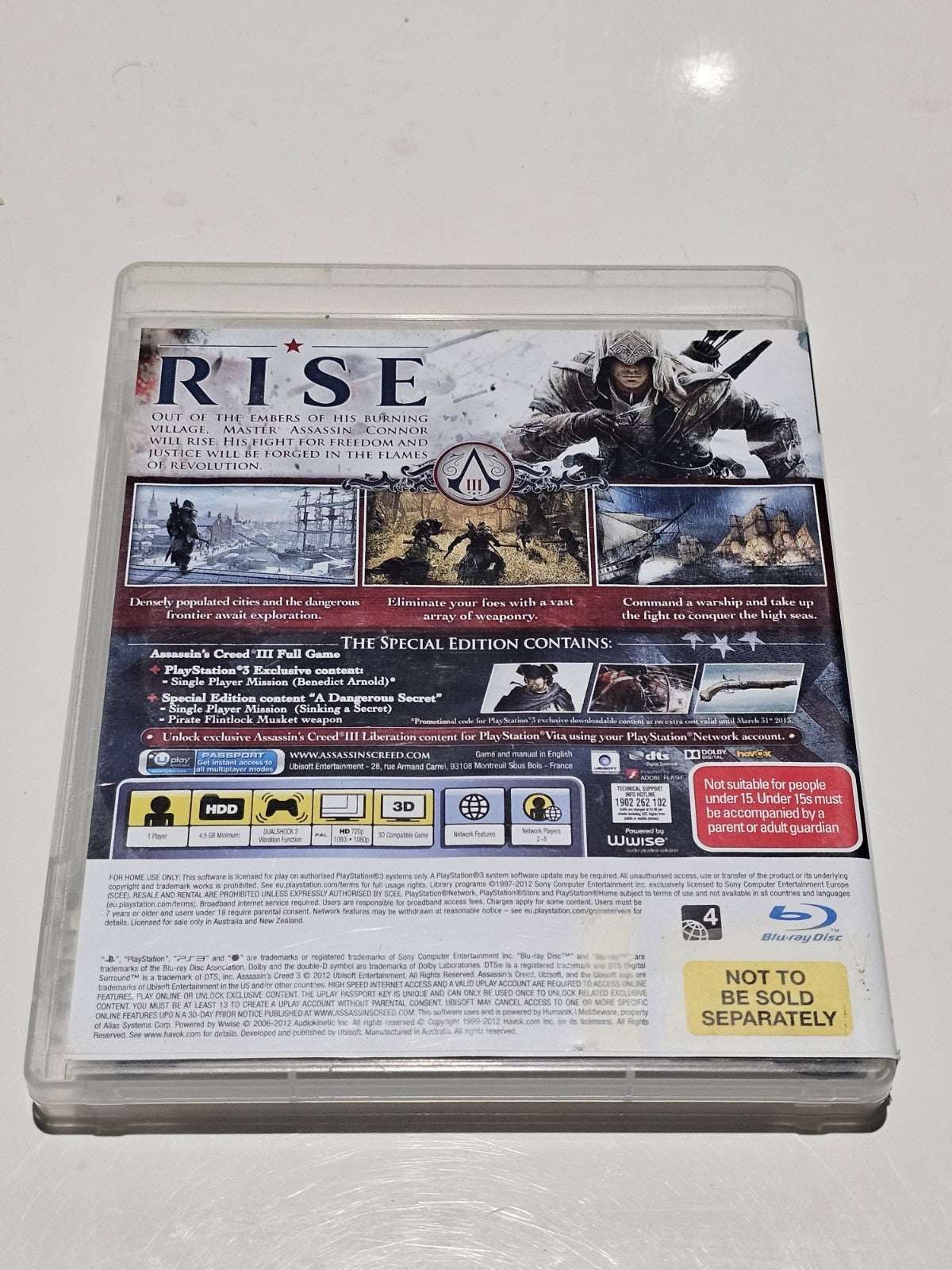 Assassin's Creed 3 (Sony Playstation 3, 2012) - Region 4 -Complete PlayStation 3 PS3 Game Retro Exchange Australia