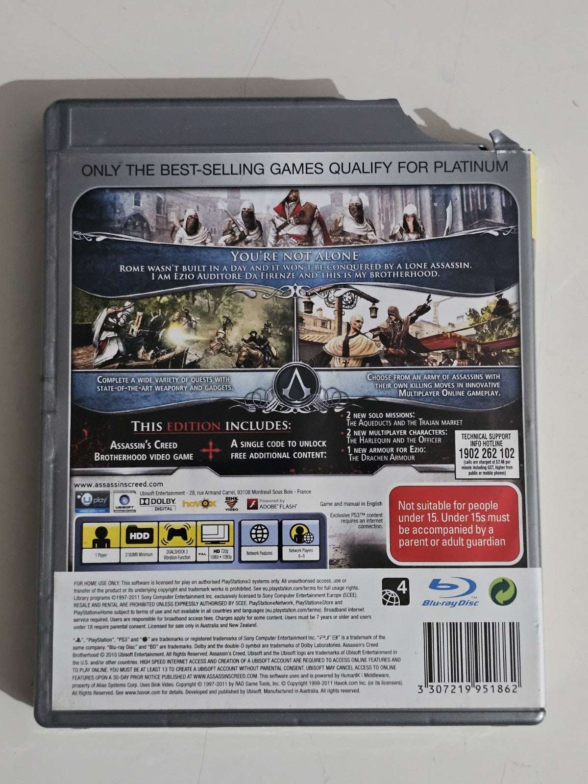 Assassins Creed: Brotherhood (Sony Playstation PS3) - With Manual (Damaged Case) PlayStation 3 PS3 Game Retro Exchange