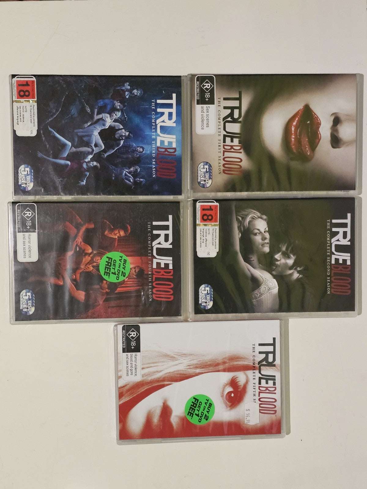 True Blood - Series 1-5 (DVD, 2009) Region 4 Seasons | Sealed Season 4 + 5 Dvd Box Set Retro Exchange Australia