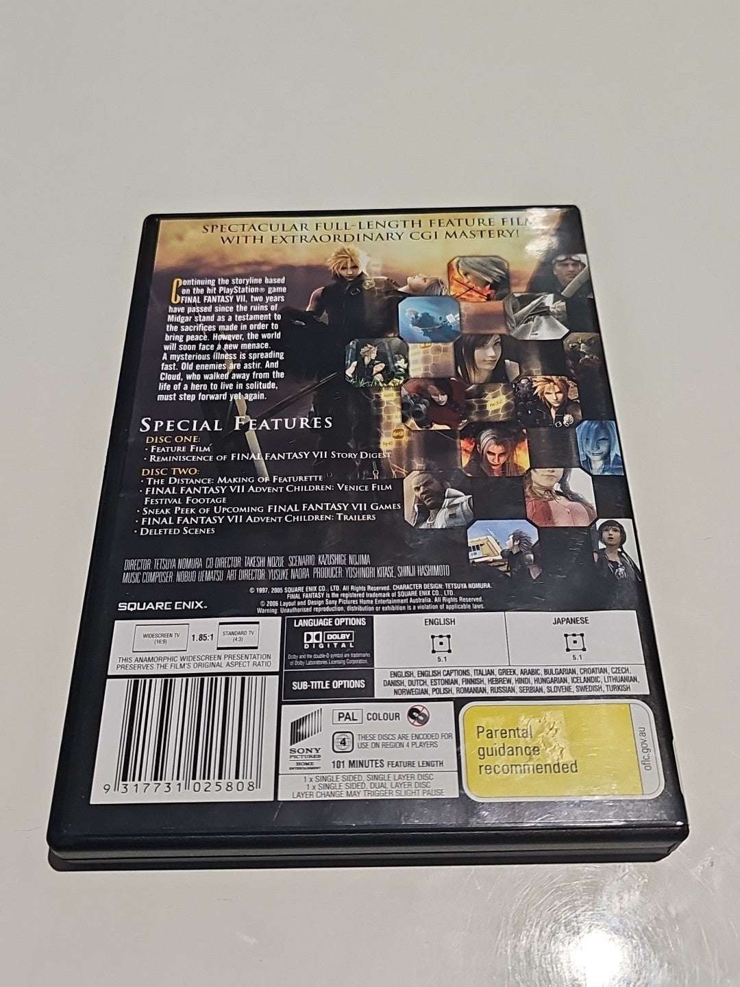 Final Fantasy VII 7: Advent Children PAL DVD Region 4 (2-Discs) 2006. Dvd Box Set Retro Exchange Australia