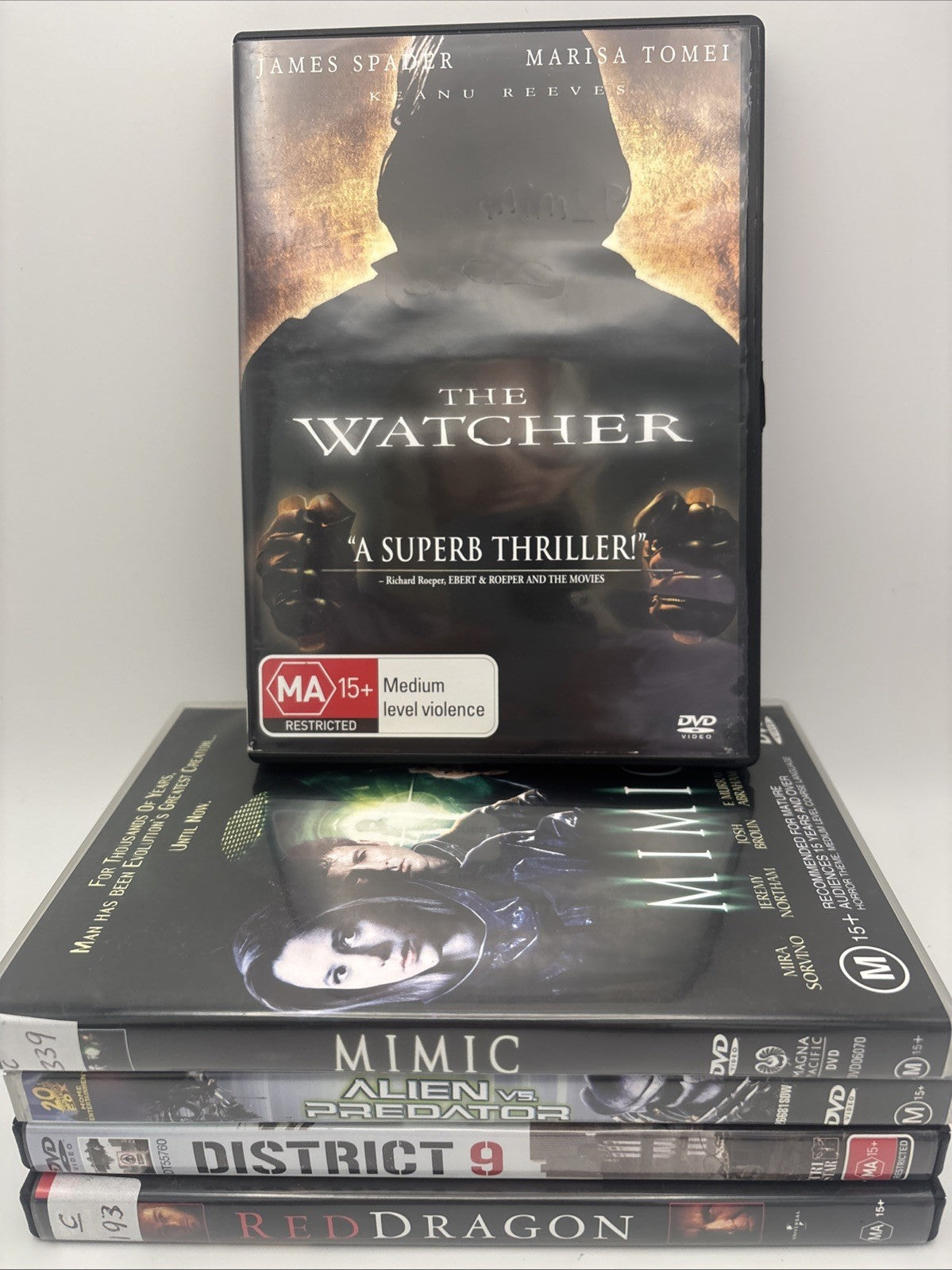 Horror DVD Bundle: The Watcher, Red Dragon, District 9, Mimic, Alien Vs Predator DVD RetroExchange Australia
