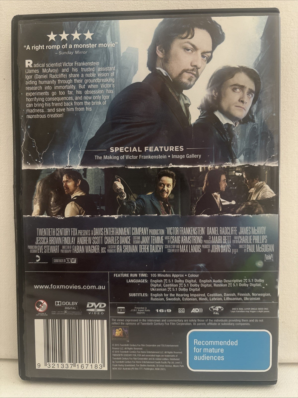 Victor Frankenstein (DVD, 2015) Horror Region 4 DVD RetroExchange Australia