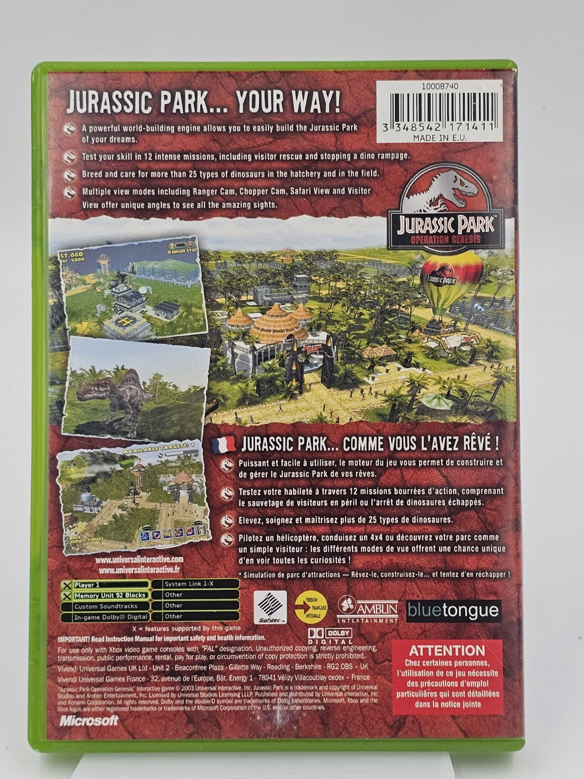 Xbox Original Jurassic Park Operation Genesis - Fast & Free Postage Xbox RetroExchange Australia