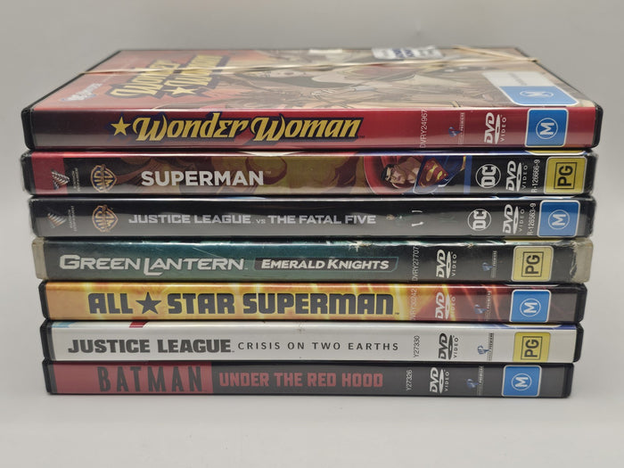 DC Universe Animated Movie 7-DVD Bundle | Batman,Superman,Wonderwoman,Greenl.... | Retro Exchange