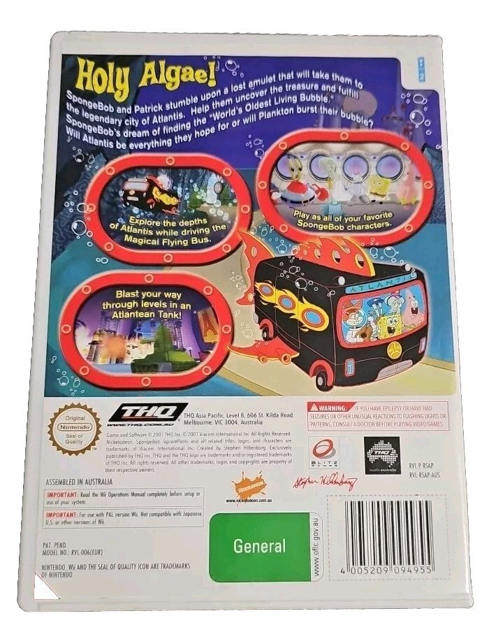 SpongeBob's Atlantis SquarePantis - Nintendo Wii Game Retro Exchange Australia