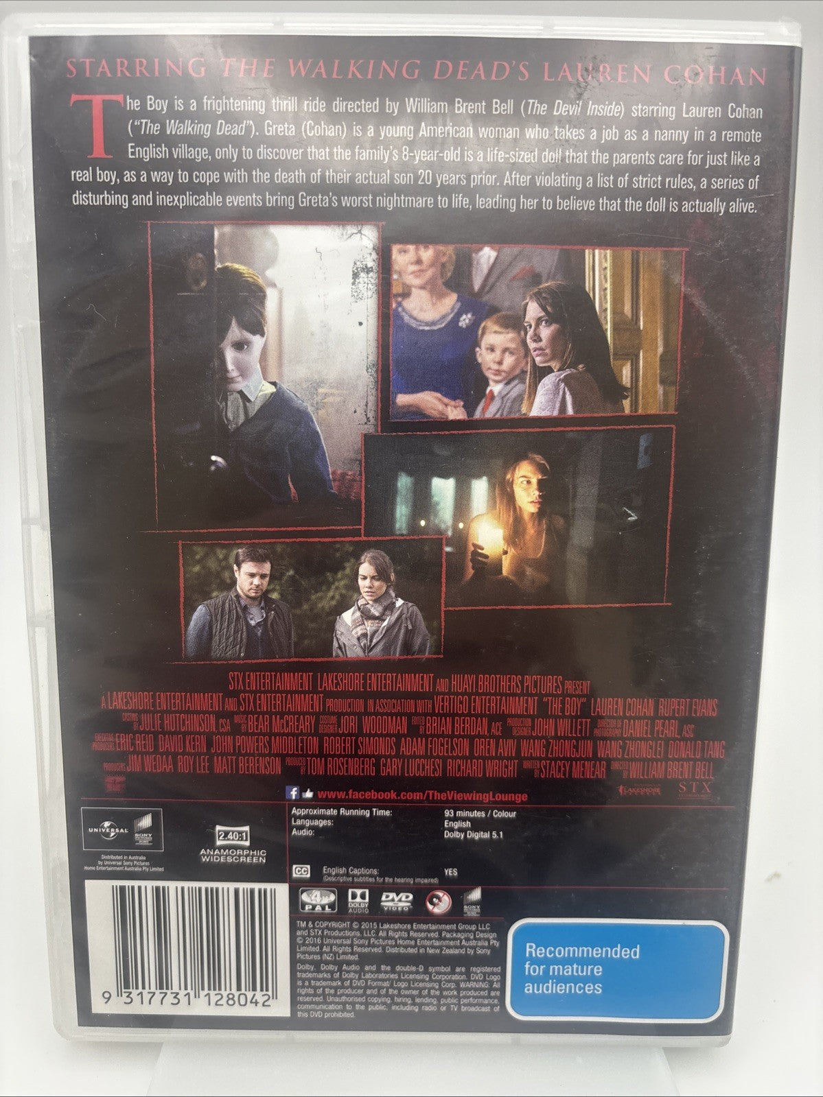The Boy (DVD, 2016) Horror Region4 Ex Rental DVD RetroExchange Australia