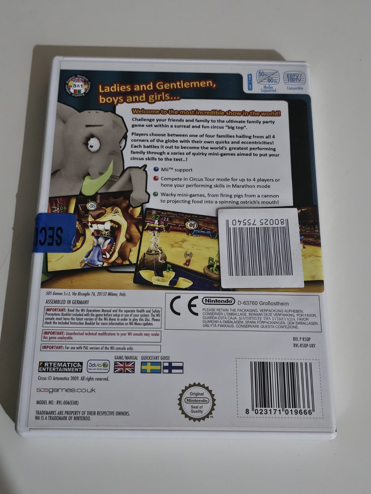 Security Sealed - Circus - Nintendo Wii Game Retro Exchange Australia