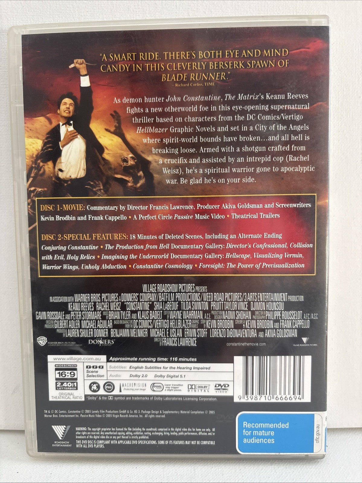Constantine - Keanu Reeves - DVD - 2 Disc Deluxe Edition Region 4 Horror DVD RetroExchange Australia
