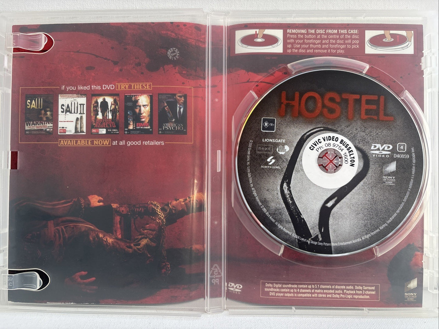 Hostel (DVD, 2005) Ex Rental Horror Region 4 DVD RetroExchange Australia