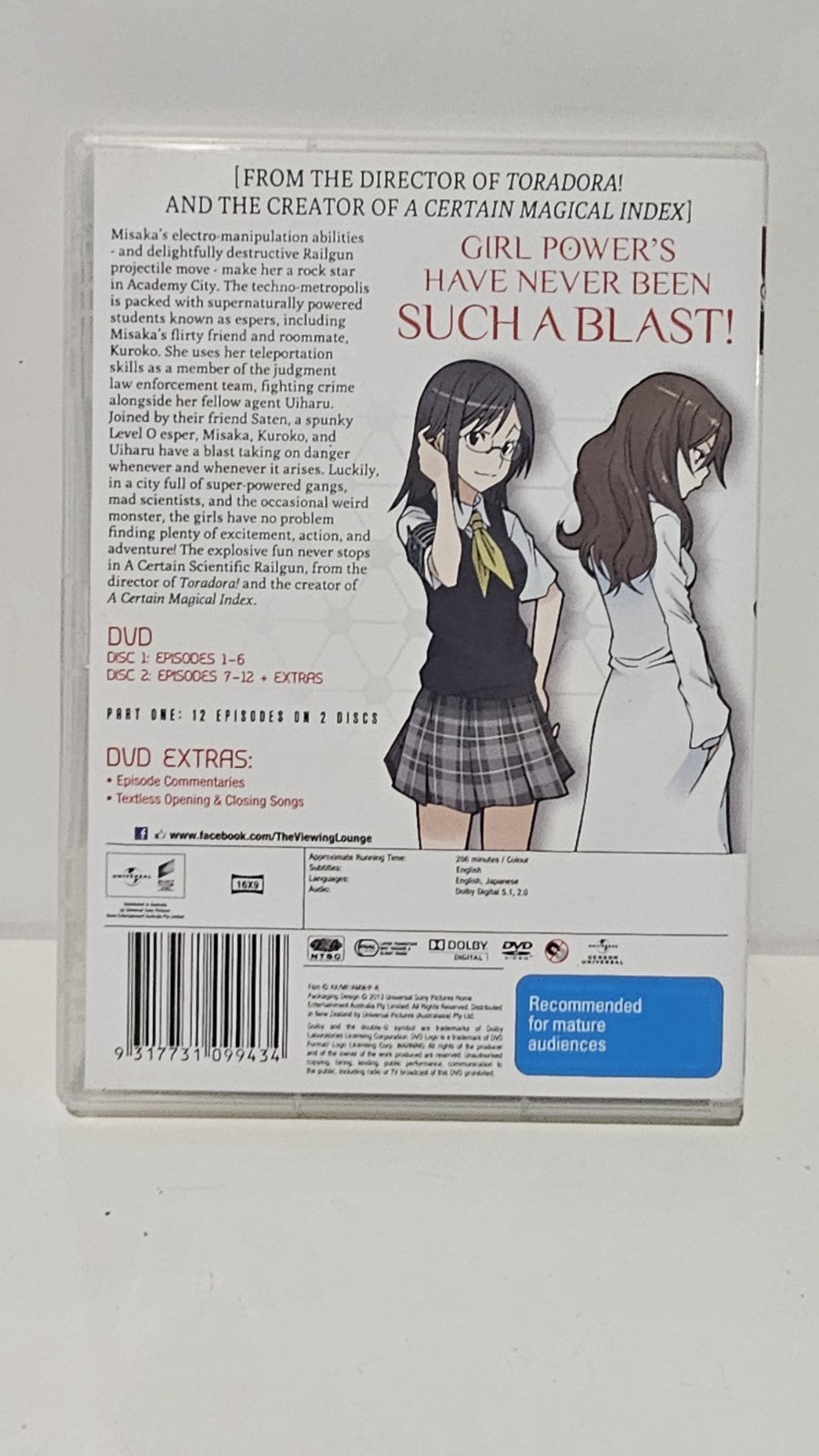 A CERTAIN SCIENTIFIC RAILGUN Part One Episodes 1-12 Season 1 DVD - Region 4 Dvd Box Set Retro Exchange Australia