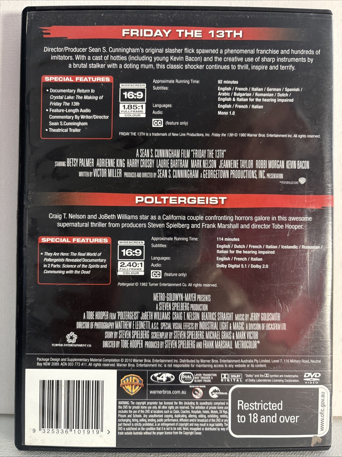 Friday the 13th / the Poltergeist (25th Anniversary Edition,Box Set, DVD, 2010) Retro Exchange Australia