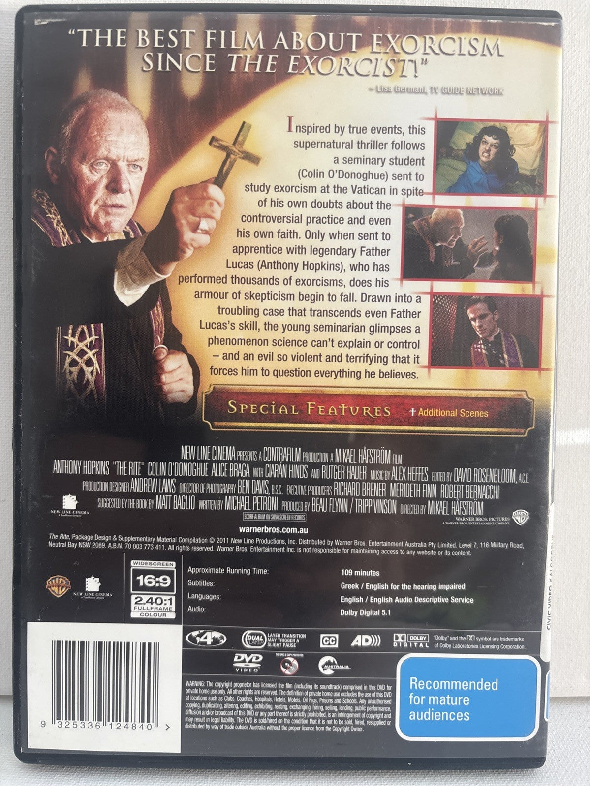 The Rite (DVD, 2011) Horror Region 4 Ex Rental DVD RetroExchange Australia