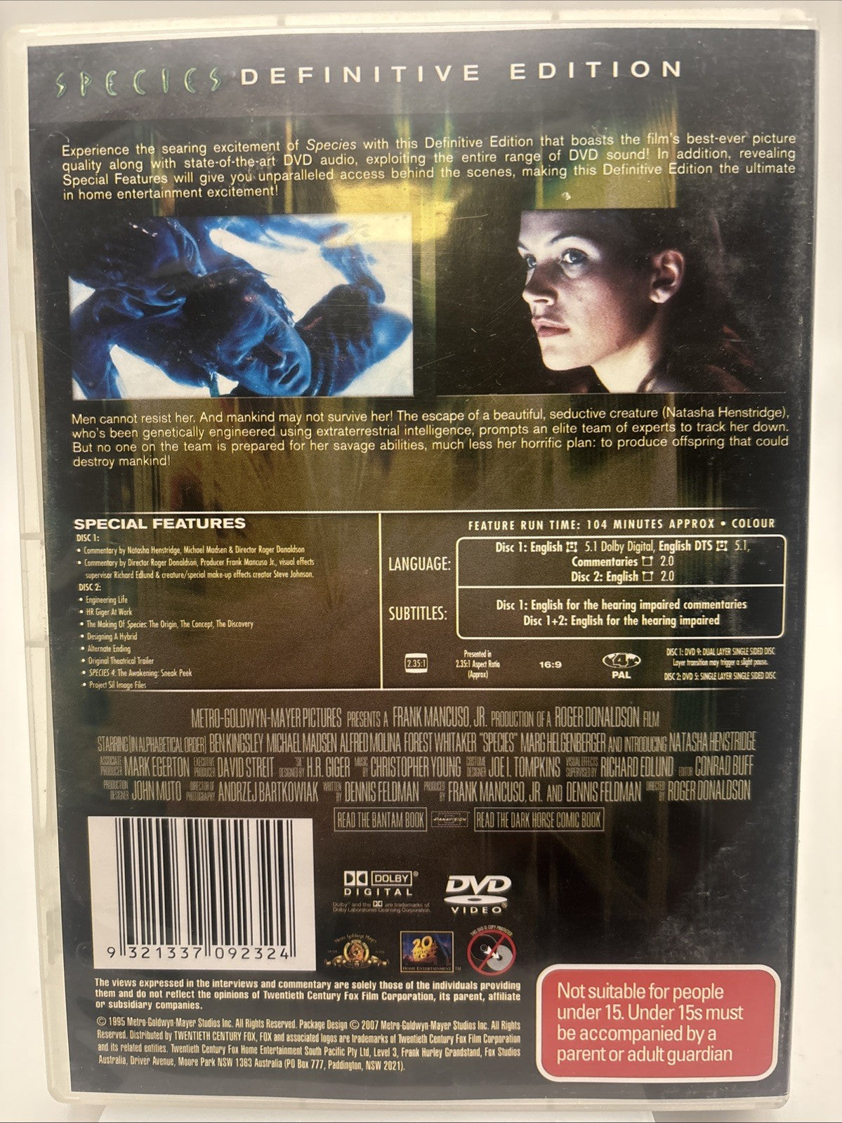Species (Definitive Edition, DVD, 1995) Horror Region 4 DVD RetroExchange Australia