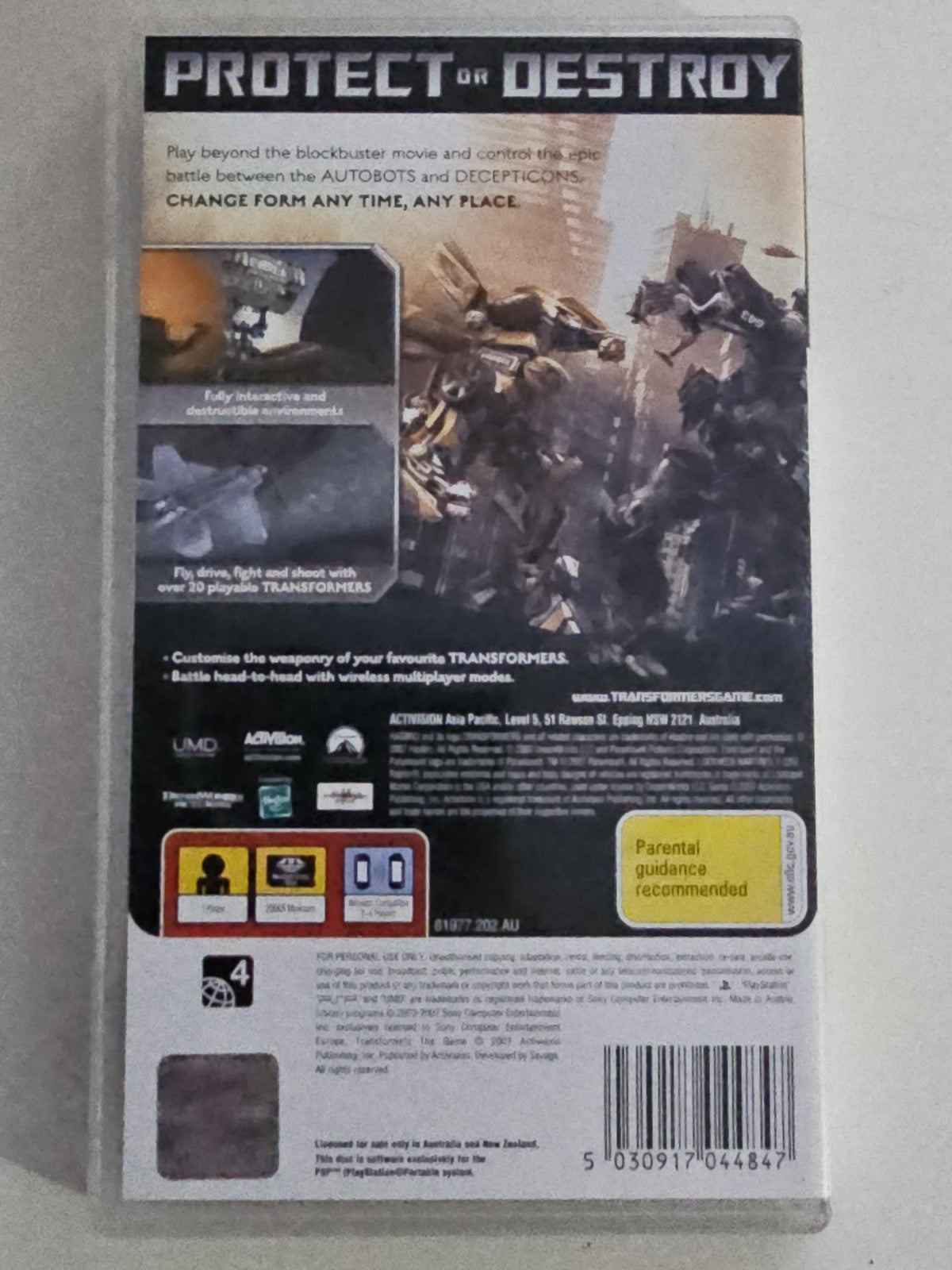 Transformers The Game (Sony PSP, 2007) Complete with Manual – Tested Working VGC PlayStation Retro Exchange Australia