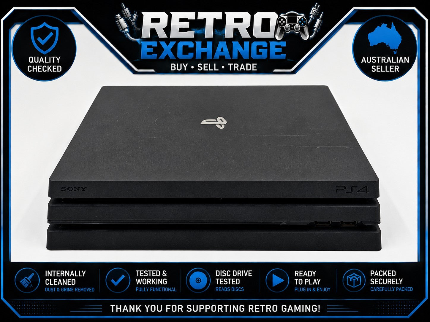 Official Playstation 4 Pro PS4 1TB Console Only | Working | w 60day WARRANTY PlayStation RetroExchange Australia