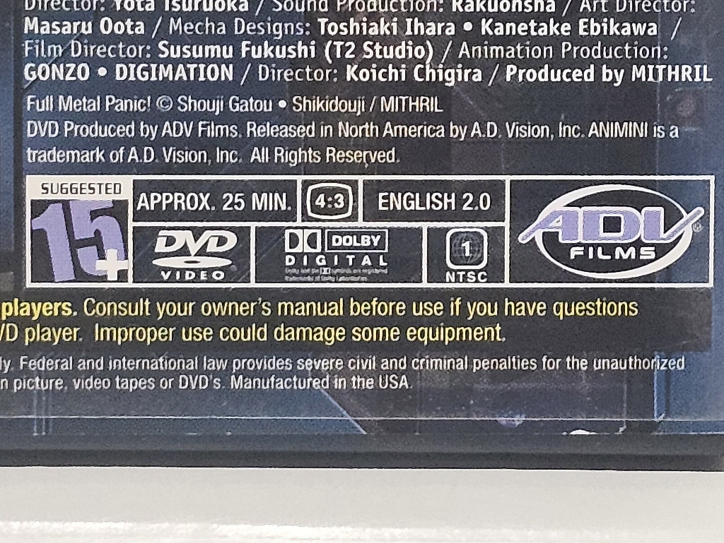 Full MetalPanic: Vol.1 Animini (Mini DVD) NTSC Region 1 Retro Exchange Australia