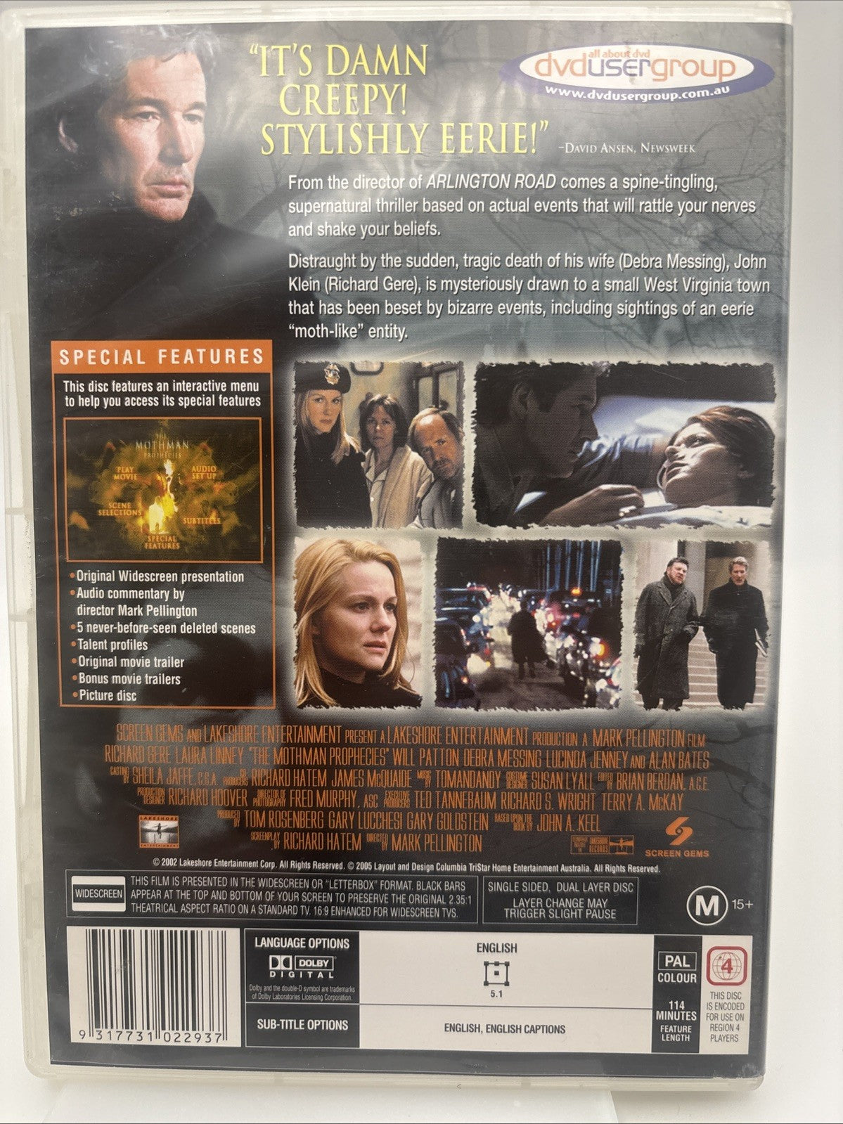 The Mothman Prophecies (DVD, 2002) Horror Region 4 DVD RetroExchange Australia
