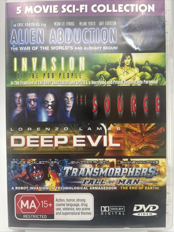 5Movie Horror DVD: Alien Abduction,Invasion, The Source,Deep Evil, Transmorphers | Retro Exchange
