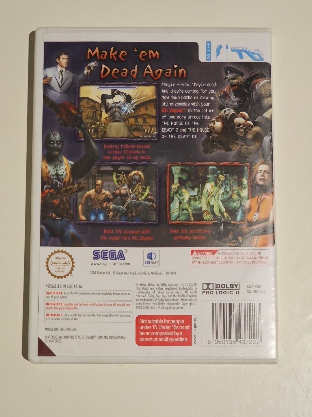 Nintendo Wii Game - The House of the Dead 2 & 3 - with Manual Retro Exchange Australia
