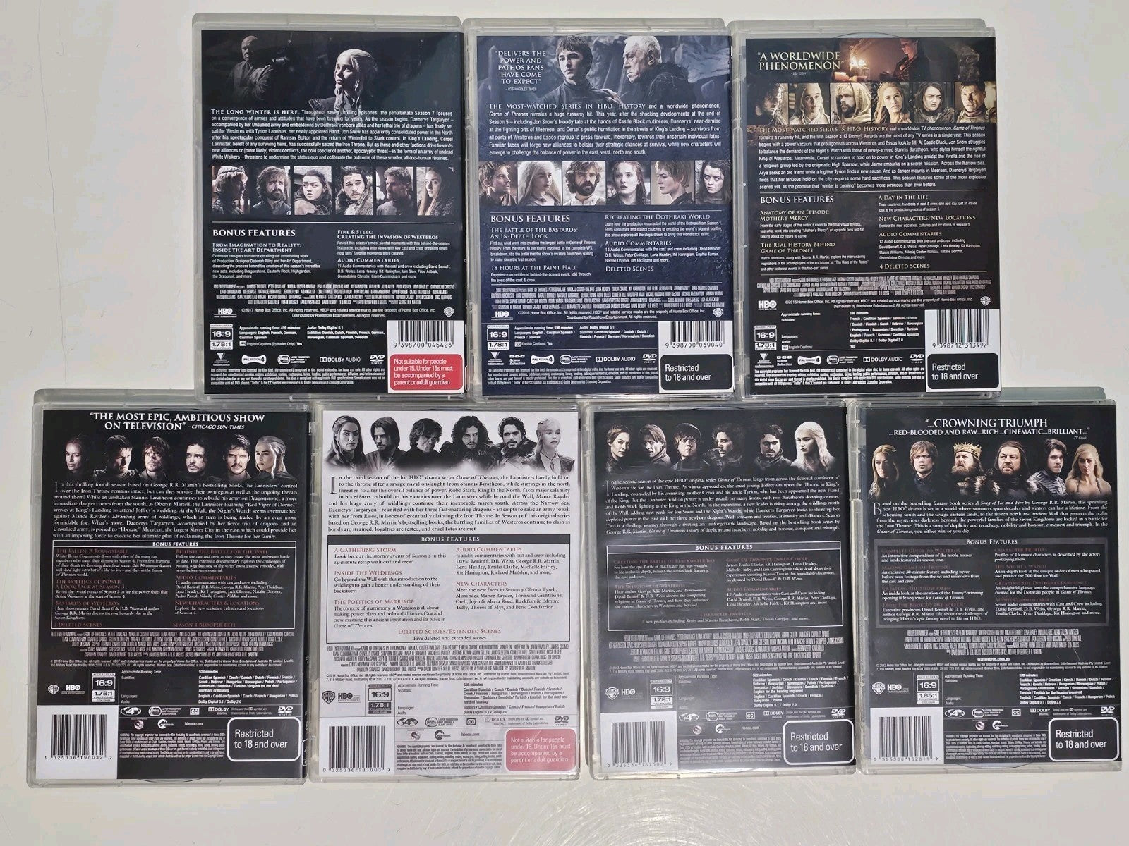 Game of Thrones: Season 1-7 (Box Set, DVD, 2017) Dvd Box Set Retro Exchange Australia