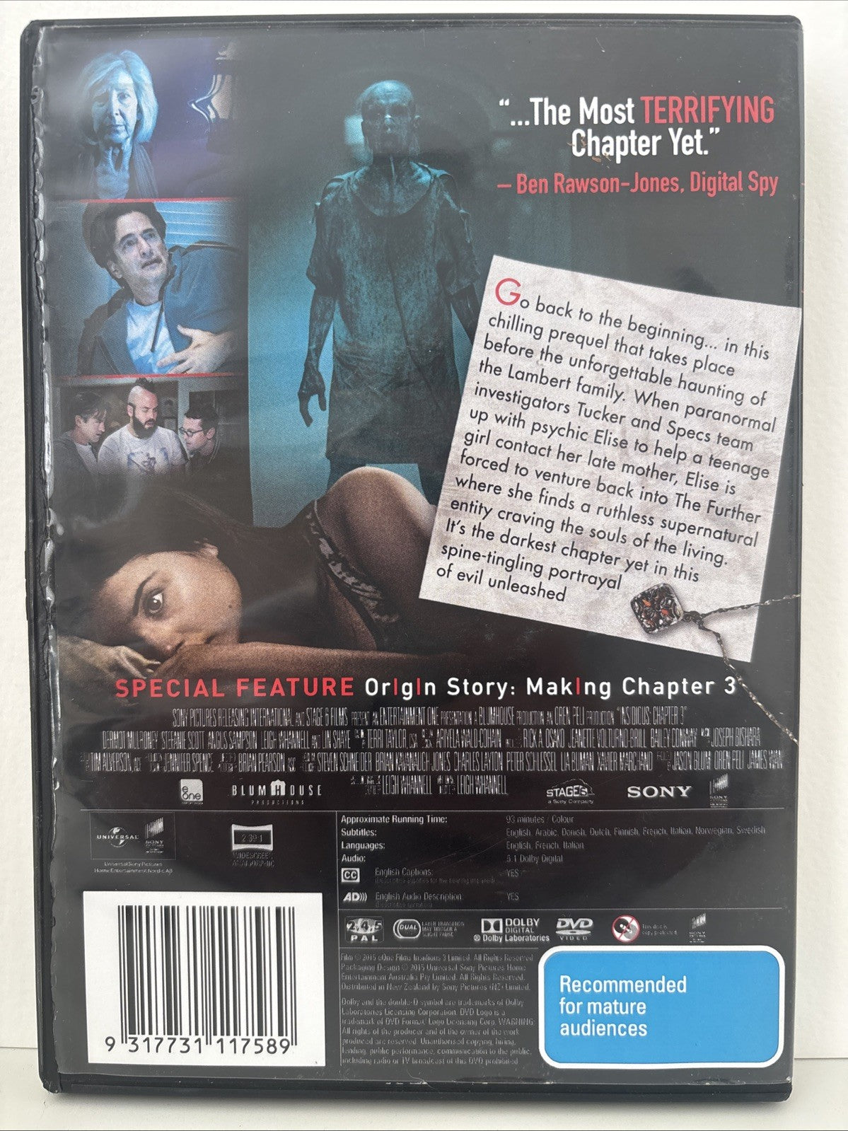 Insidious: Chapter 3 2015 Horror Dvd Retro Exchange Australia