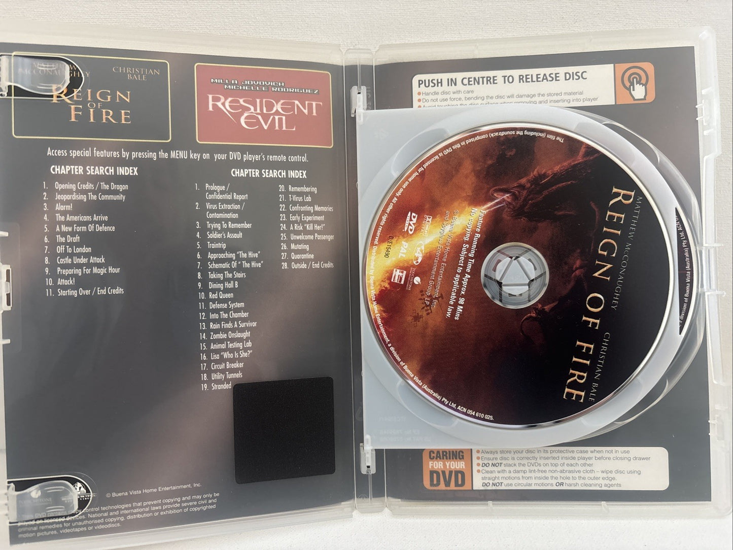 Collectors 2 Pack Reign Of Fire And Resident Evil Horror Region 4 DVD RetroExchange Australia