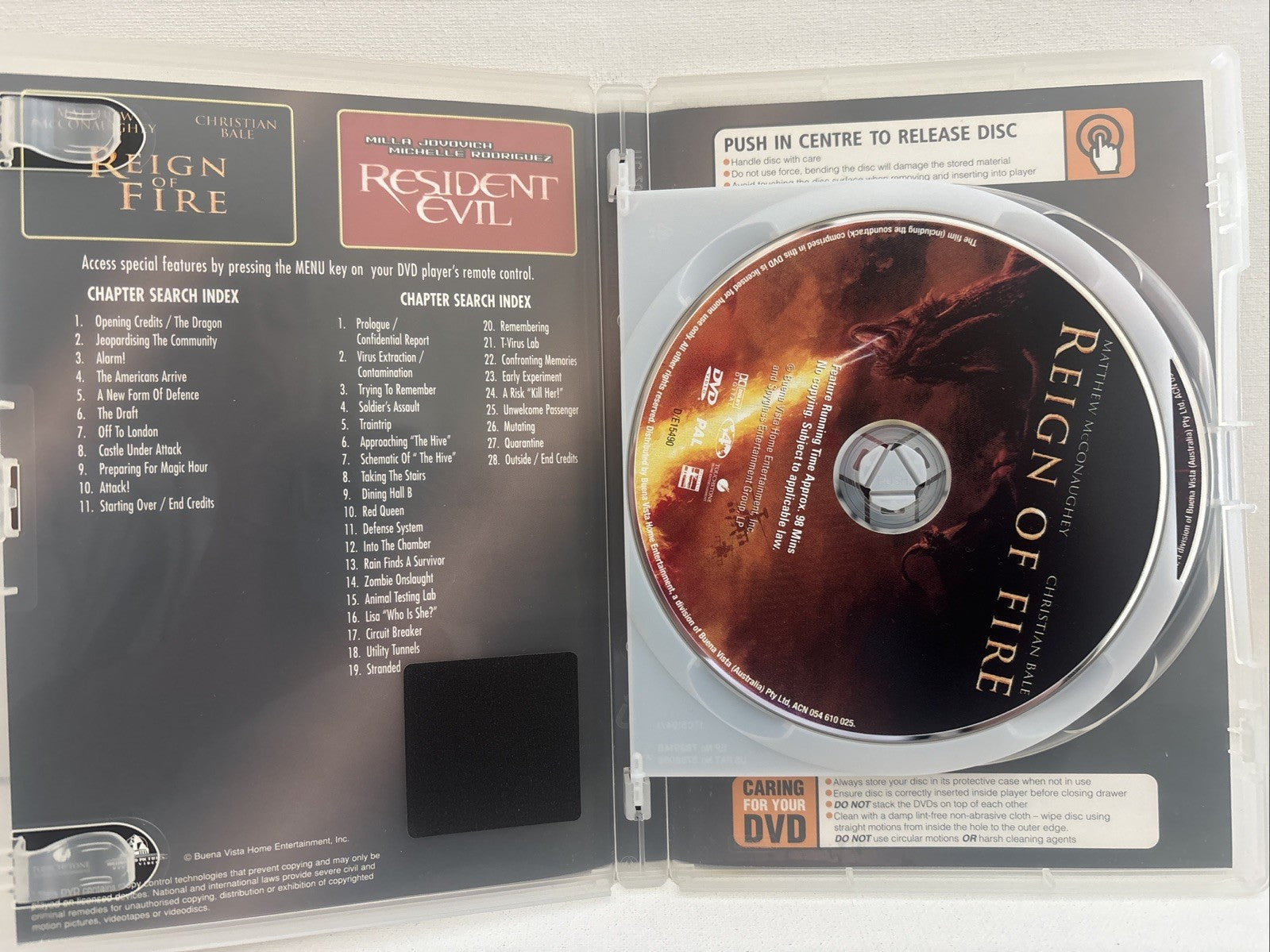 Collectors 2 Pack Reign Of Fire And Resident Evil Horror Region 4 DVD RetroExchange Australia