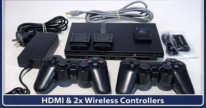 Cleaned | Sony PlayStation 2 PS2 Slim Console Bundle | HDMI 2 x Wireless Control | Retro Exchange