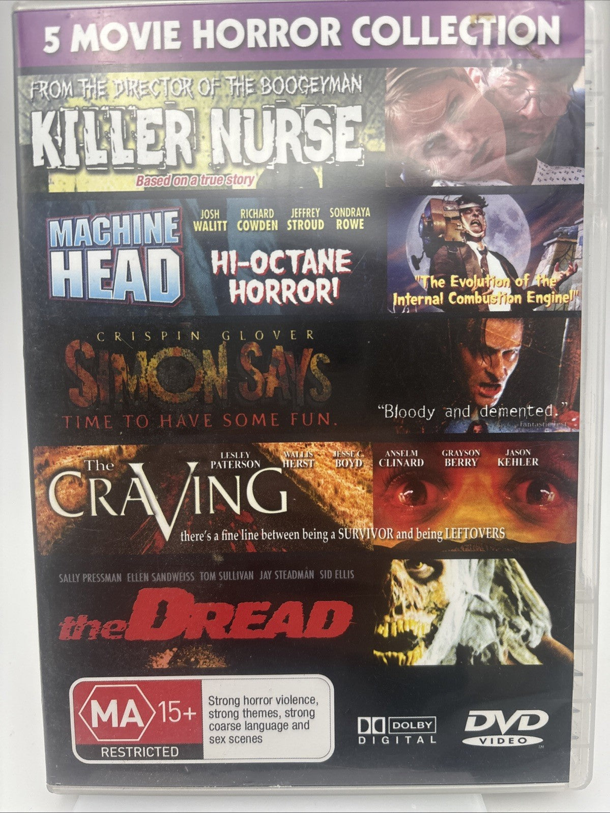 5Movie Horror DVD:Killer Nurse,Machine Head,Simon Says,The Craving,The Dread DVD RetroExchange Australia