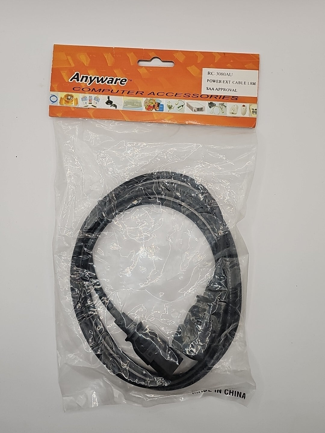 Anyware Power Cable Extension 1.8m IEC-C14 to IEC-C13 Male to Female RetroExchange Australia