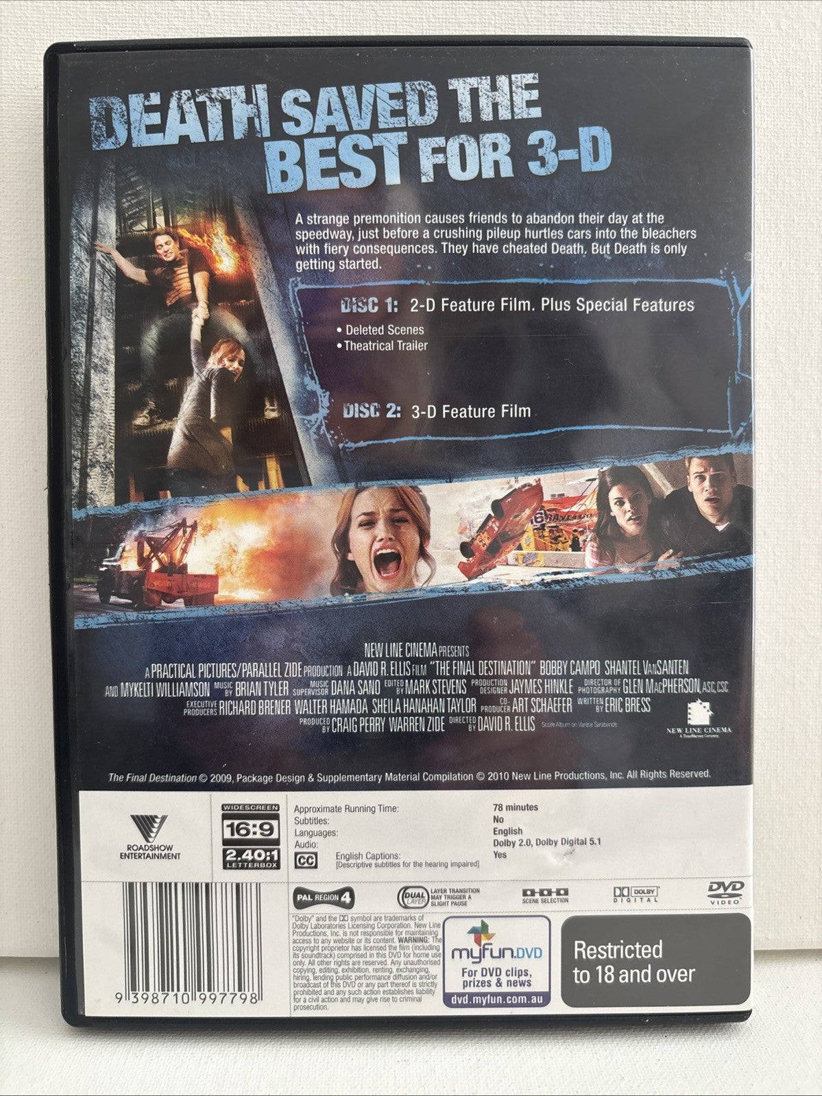 The Final Destination, 3D & 2D (DVD, 2009) Incl 3D Glasses! Horror Region 4 DVD RetroExchange Australia