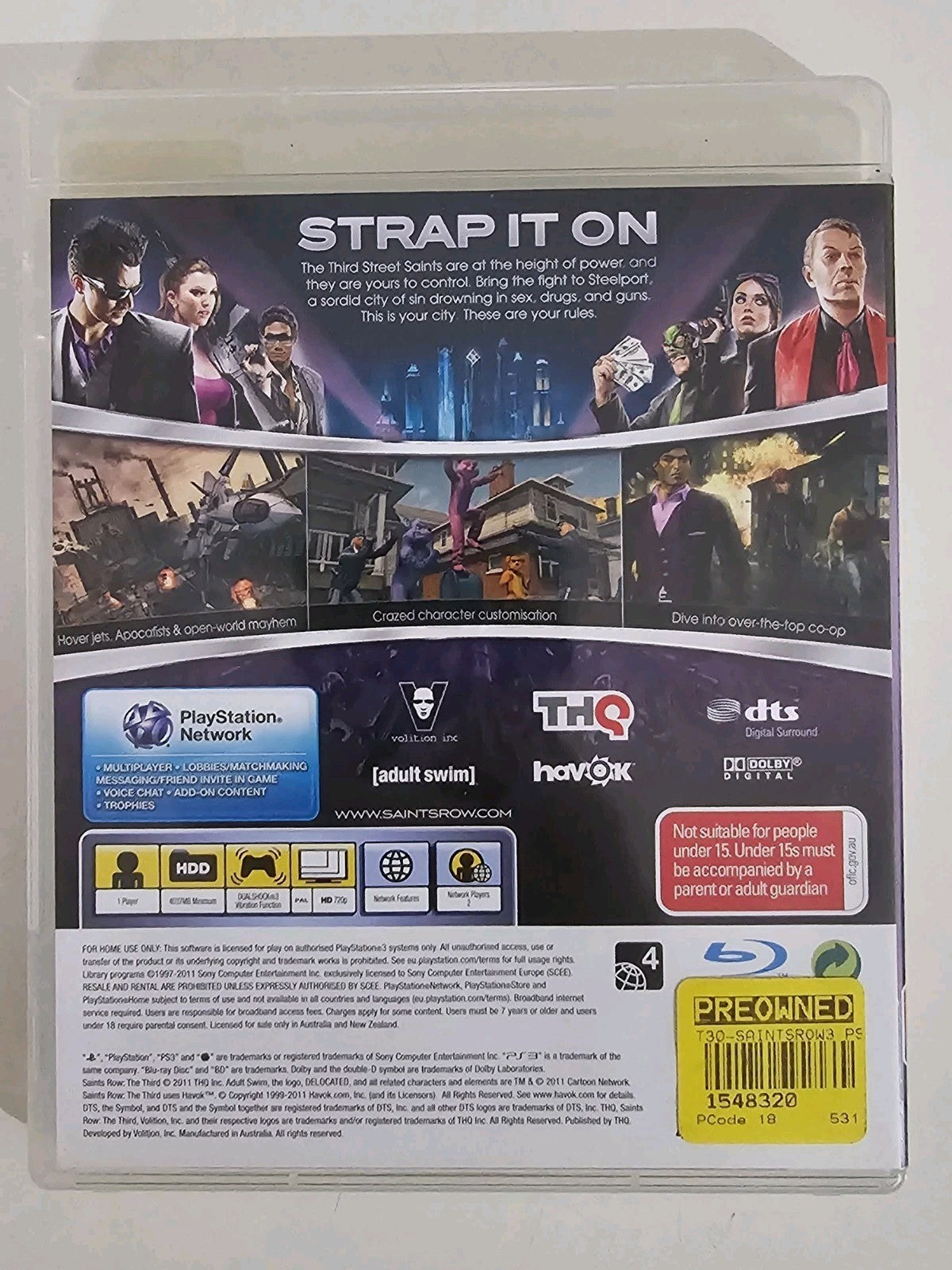PS3 Sony Playstation - Saints Row: The Third - With Manual - Au PlayStation 3 PS3 Game Retro Exchange Australia