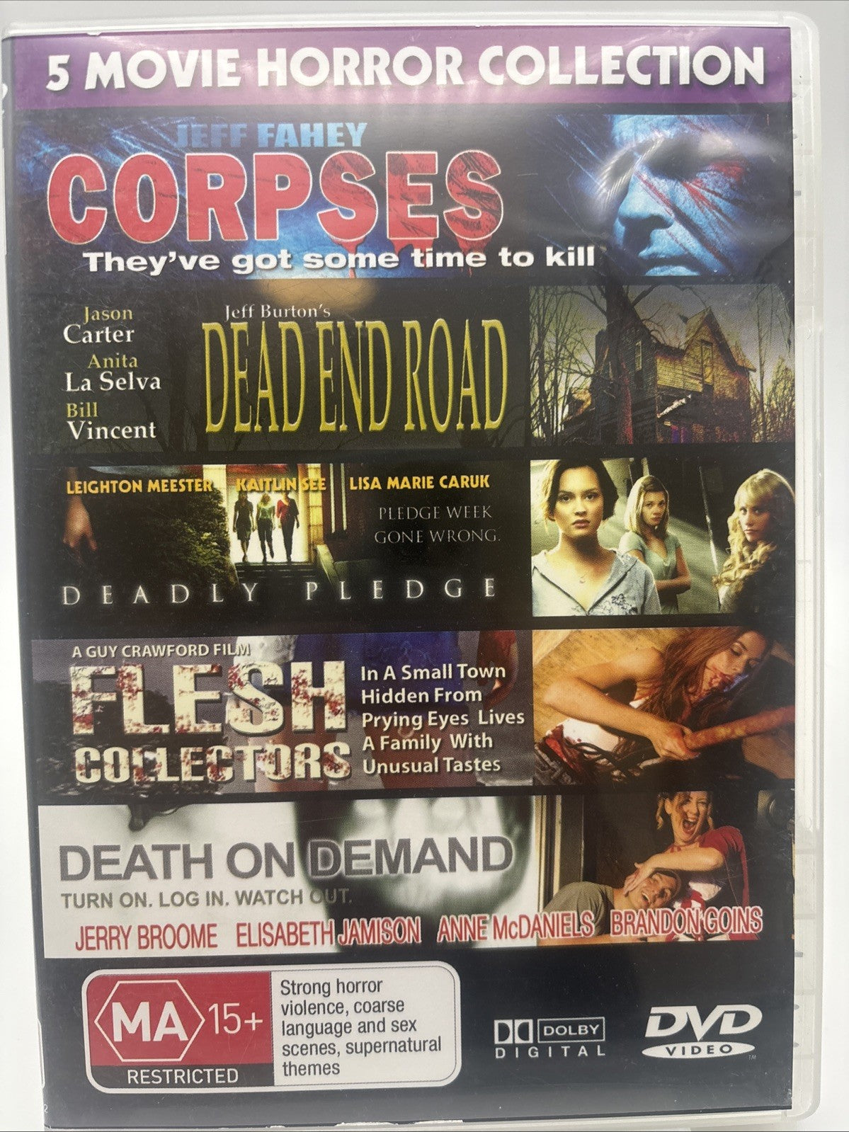 5Movie Horror DVD Corpses,Dead End Rd,Deadly Pledge,Flesh Collect,Deathon Demand DVD RetroExchange Australia