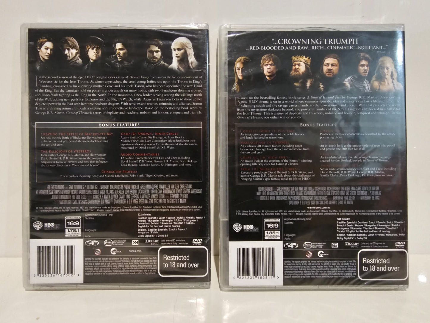 Game of Thrones Complete 1st 2nd Season 1 + 2 DVD Retro Exchange Australia