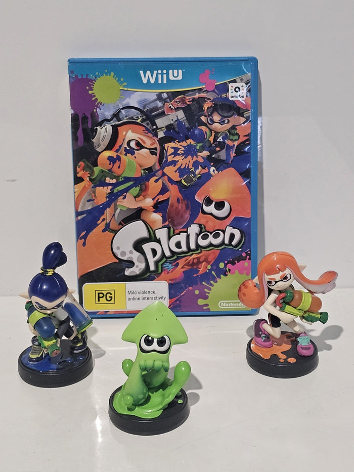 Splatoon Wii U Game + 3 Amiibo Figures Inkling Set Tested Working | Retro Exchange