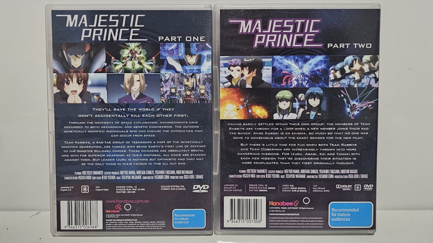 Majestic Prince Part One & Two DVD (4 Discs) Region 4 Like New! Retro Exchange Australia