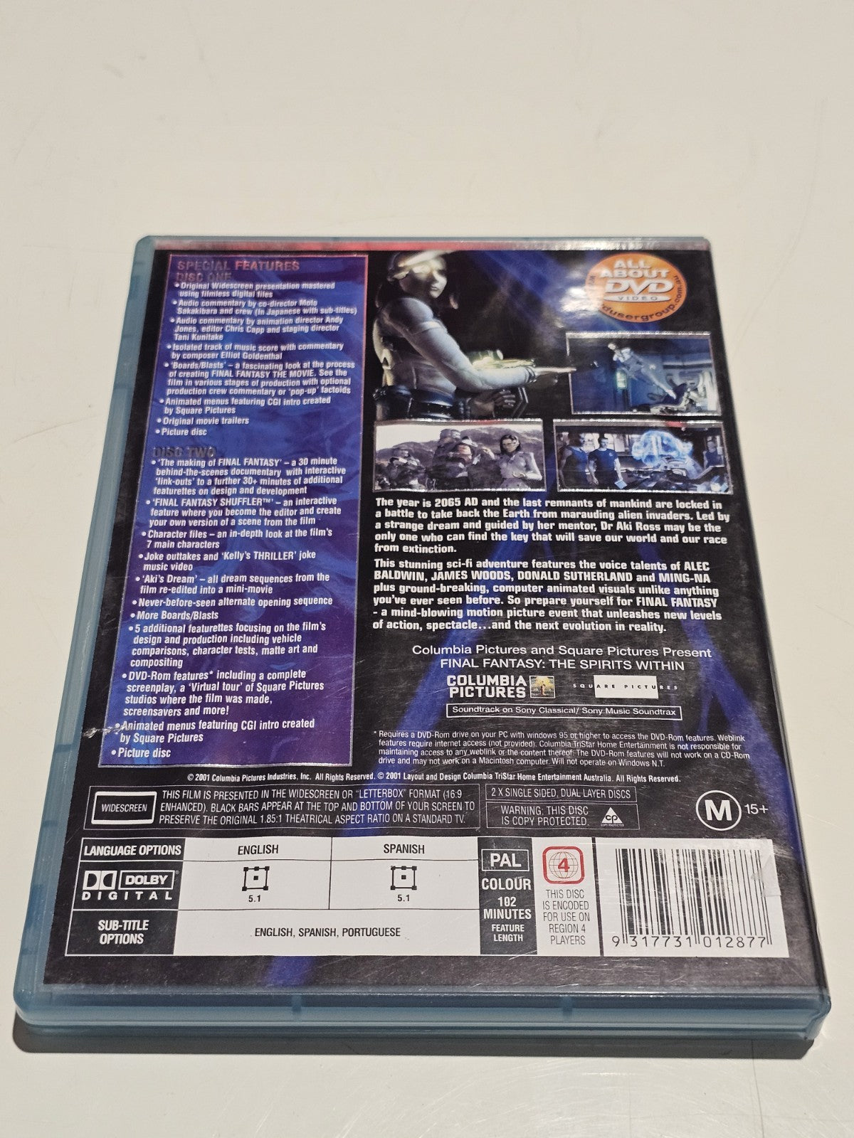 Final Fantasy Spirits Within - 2 Disc Collectors Edition Pal R4 Dvd Box Set Retro Exchange Australia
