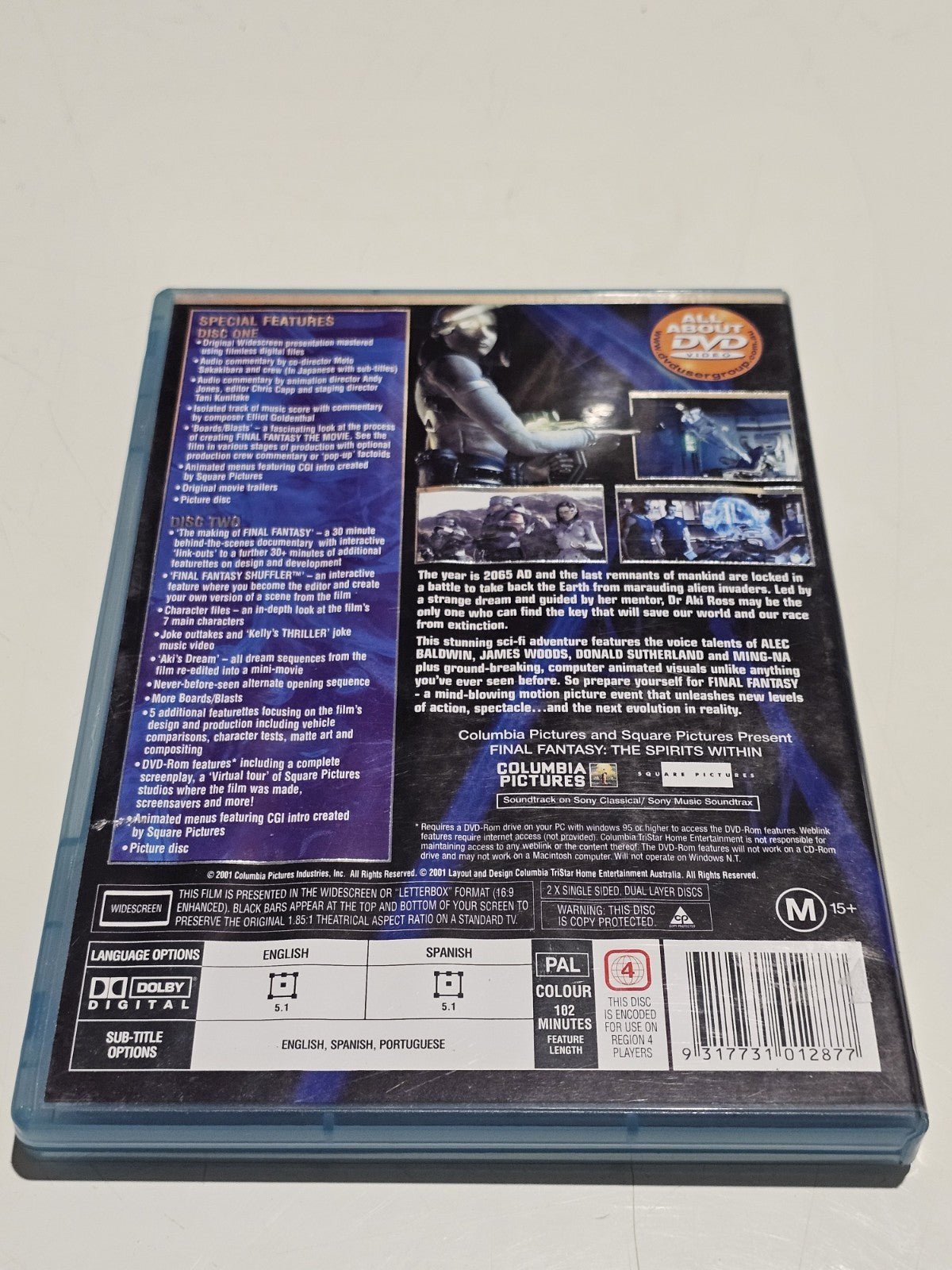 Final Fantasy Spirits Within - 2 Disc Collectors Edition Pal R4 Dvd Box Set Retro Exchange Australia