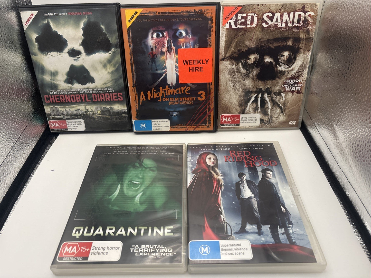 Horror DVD Bundle:Red Riding Hood Chernobyl Diaries Red Sands Quarantine Elm St3 Nintendo DVD RetroExchange Australia